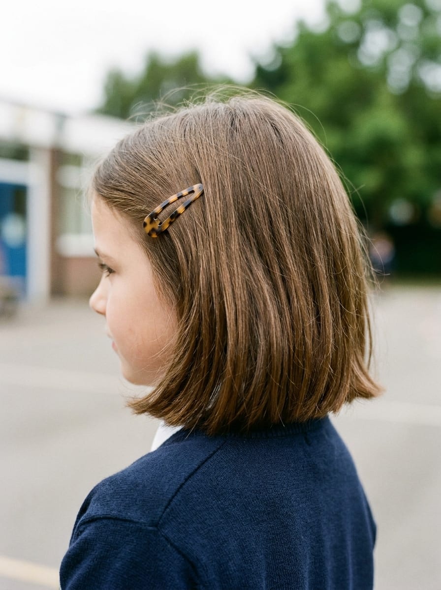 Bob mit Haarspange - Schulfrisur für Mädchen